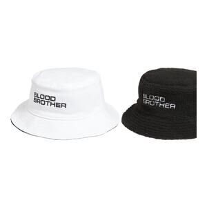 Blood Brother white black reversible fleece bucket hat one size